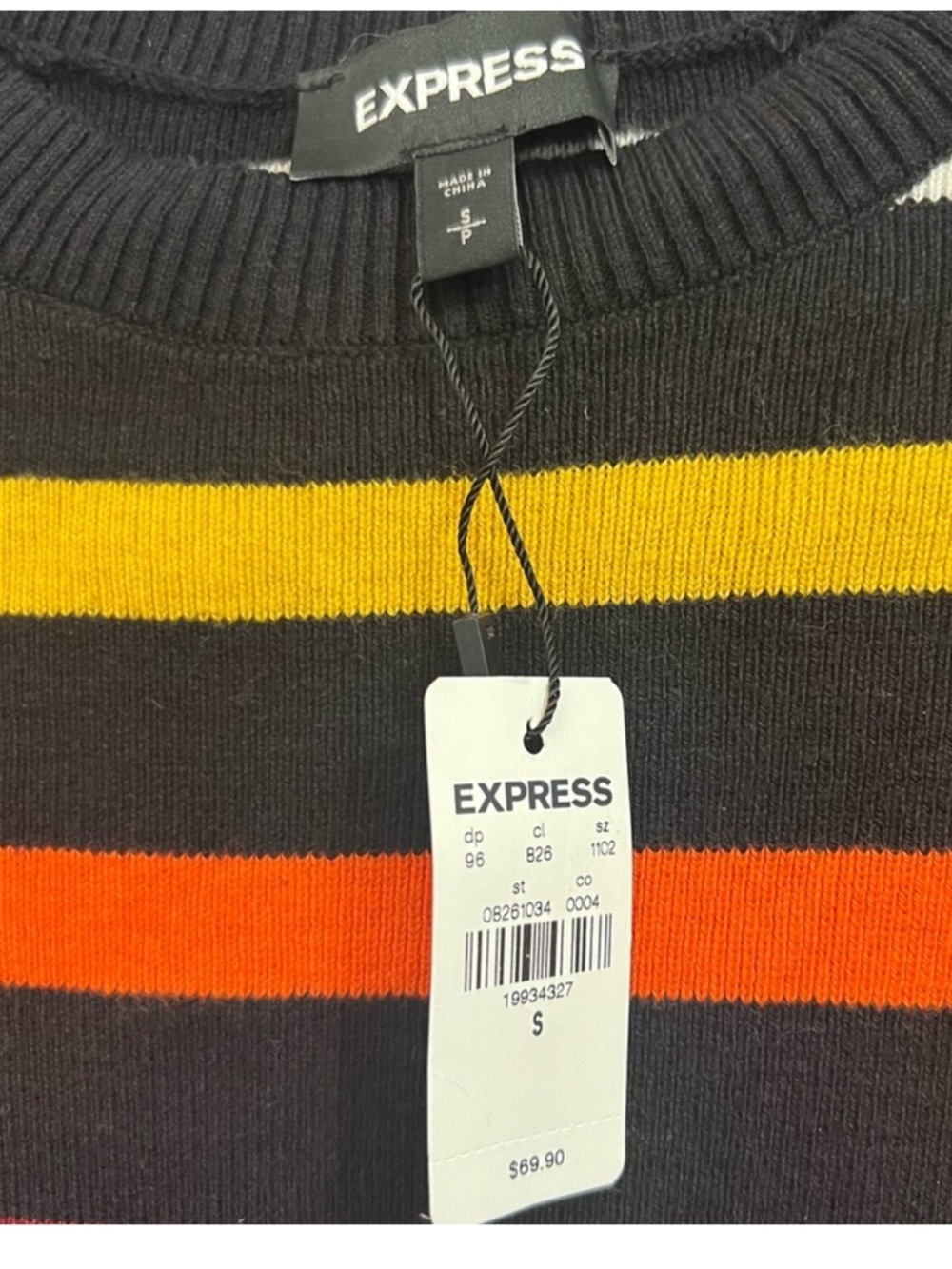 EXPRESS Black Multi-Color Striped Sweater - Picture 4 of 5